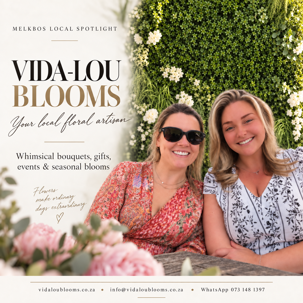 VIDA-LOU BLOOMS seasonal flower artwork featuring the local floral artisans