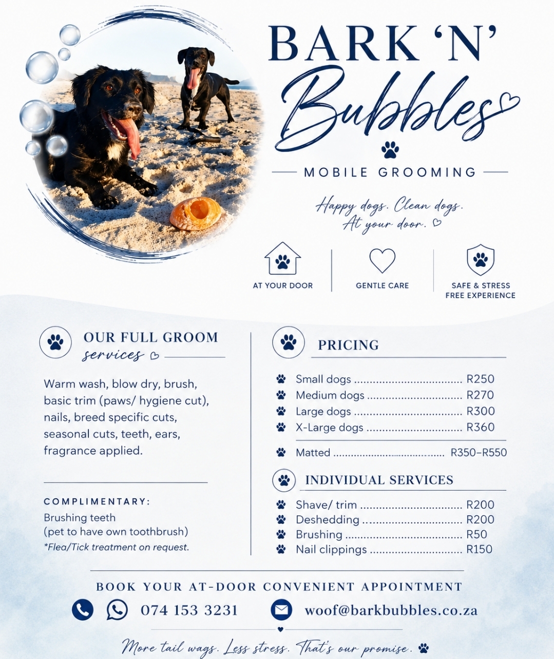 Bark ’n Bubbles Mobile Grooming supplied business artwork